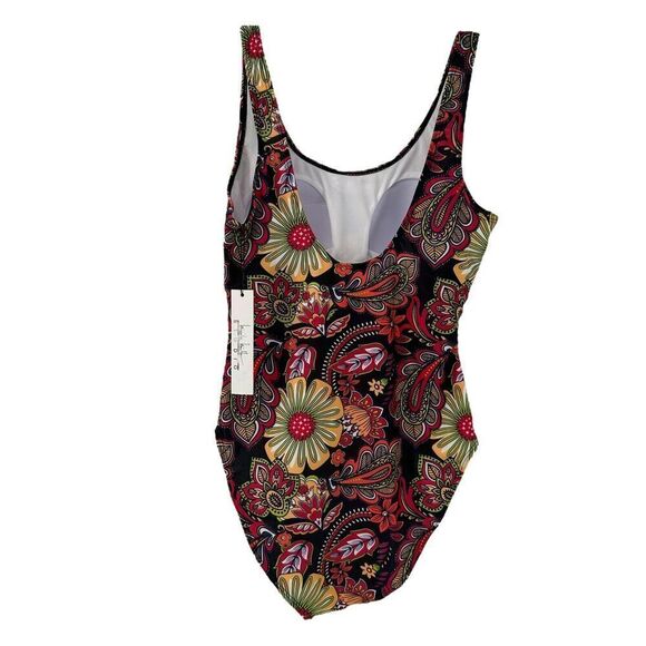 Nicole Miller Swimsuit One Piece Size M NEW Paisley Floral Bohemian Multicolor - Picture 9 of 9